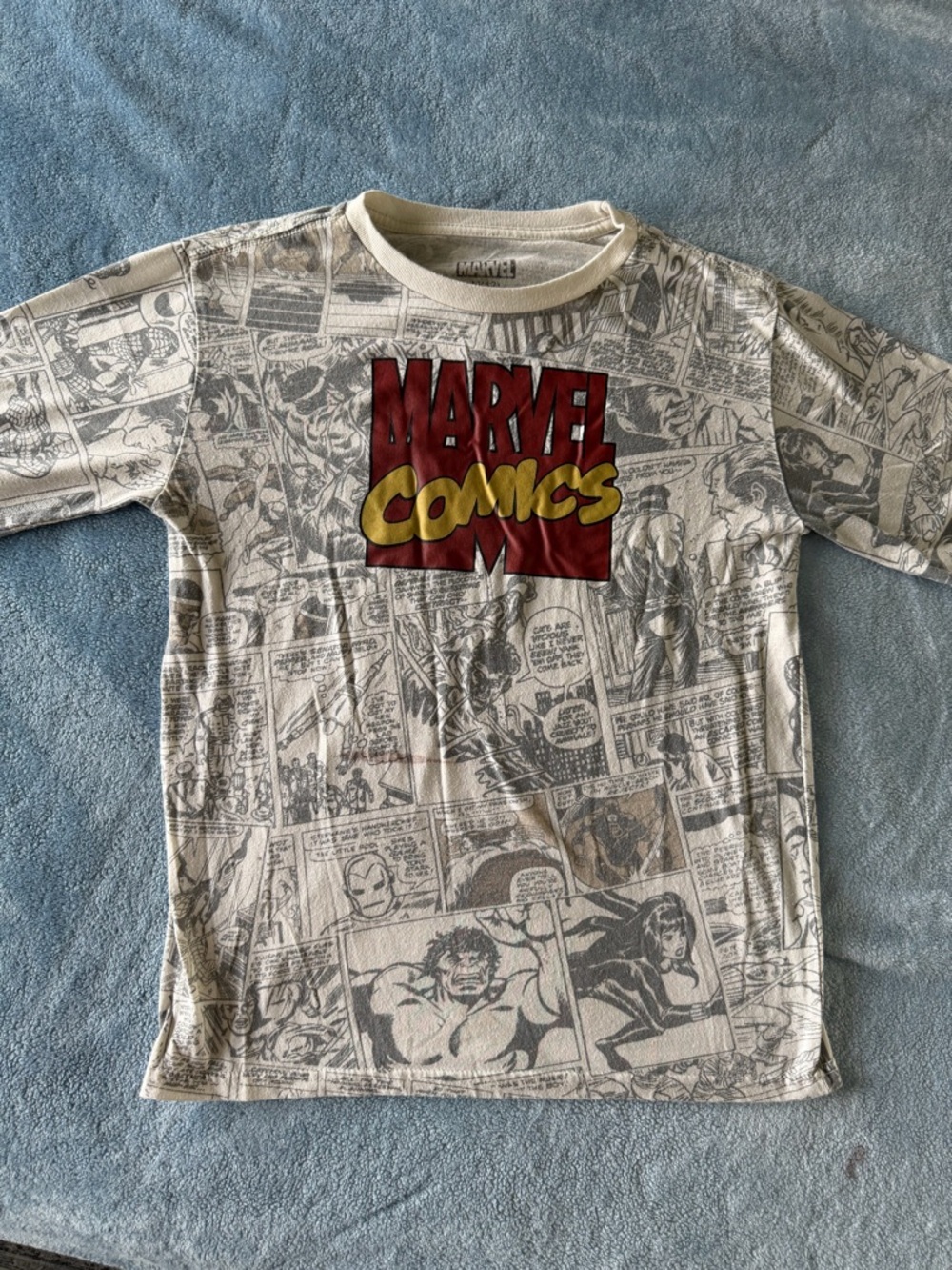 Marvel Oversized Logo Tee in Red and Cream